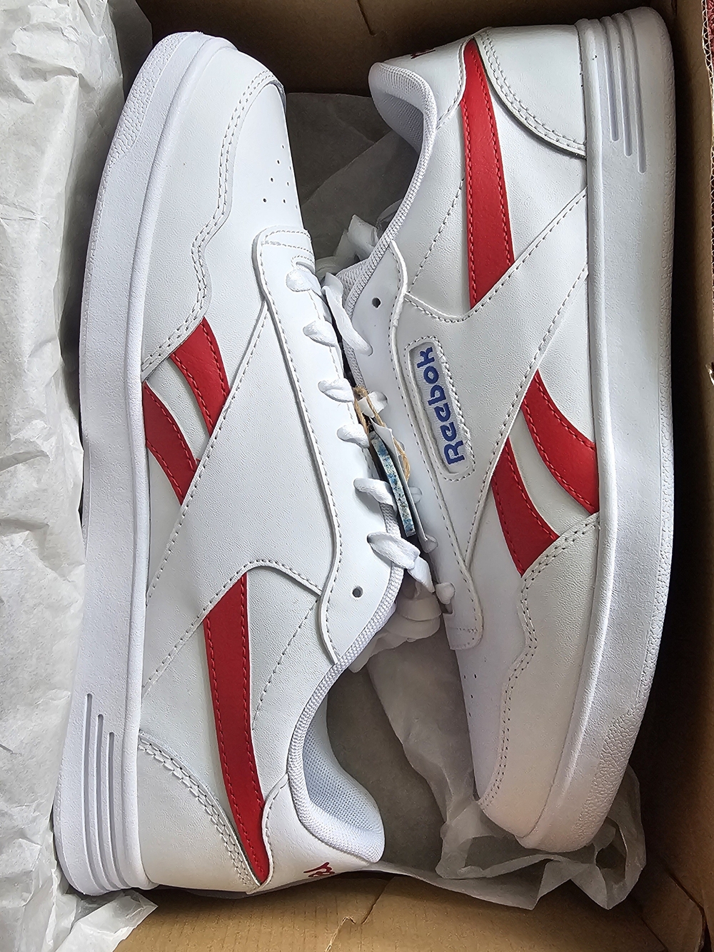 Reebok Men's Classic White & Red Leather Sneakers